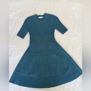 Sandro Paris Knit Two Piece Set Top & Skirt Size 1 Blue